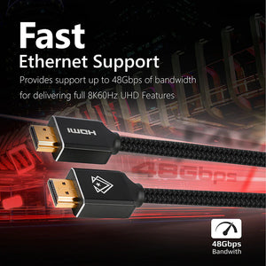 VERTUX 8K NYLON BRAIDED HDMI 2.1 CABLE 1.5M LENGTH BLACK - ALAMAT