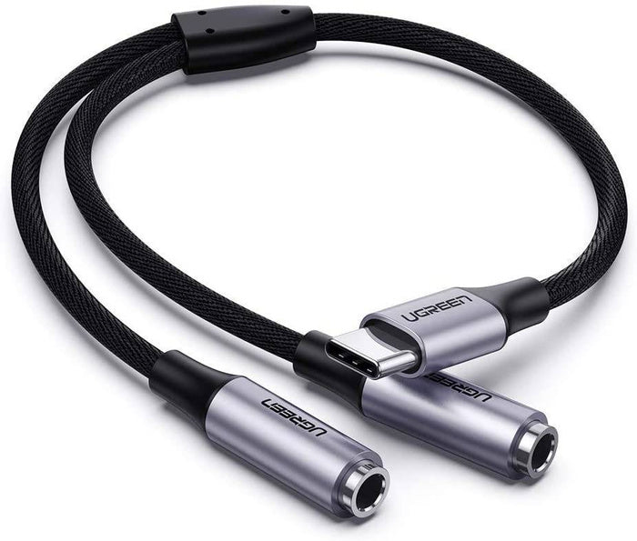 UGREEN AUX audio splitter cable USB-C, 25cm (silver) UGREEN AUX audio splitter cable USB-C, 25cm (silver)