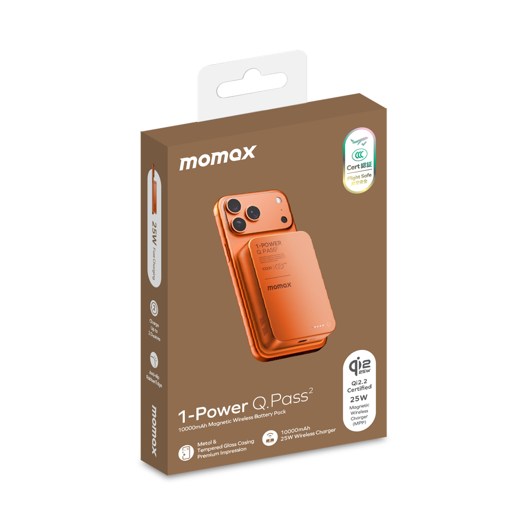 Momax 1-power Q.pass2 10000mah Qi2 25w Magnetic Wireless Power Bank Momax 1-power Q.pass2 10000mah Qi2 25w Magnetic Wireless Power Bank