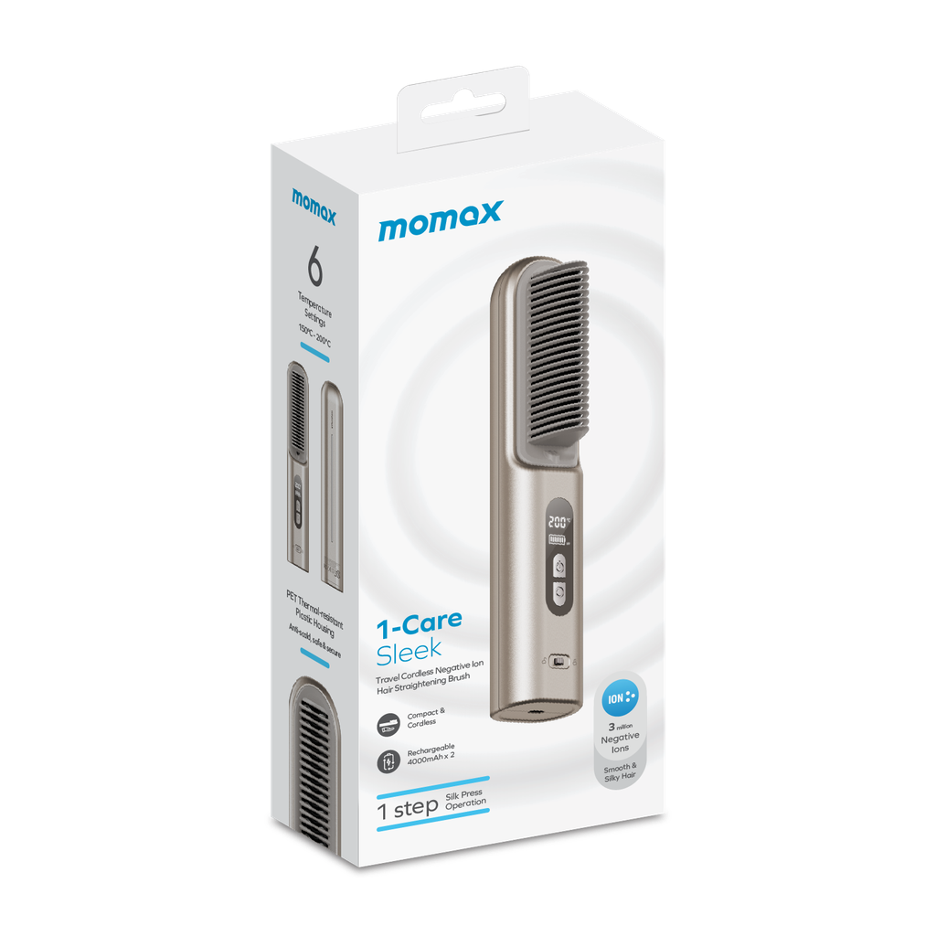 Momax 1-care Sleek Travel Cordless Negative Ion Hair Straightening Brush Momax 1-care Sleek Travel Cordless Negative Ion Hair Straightening Brush