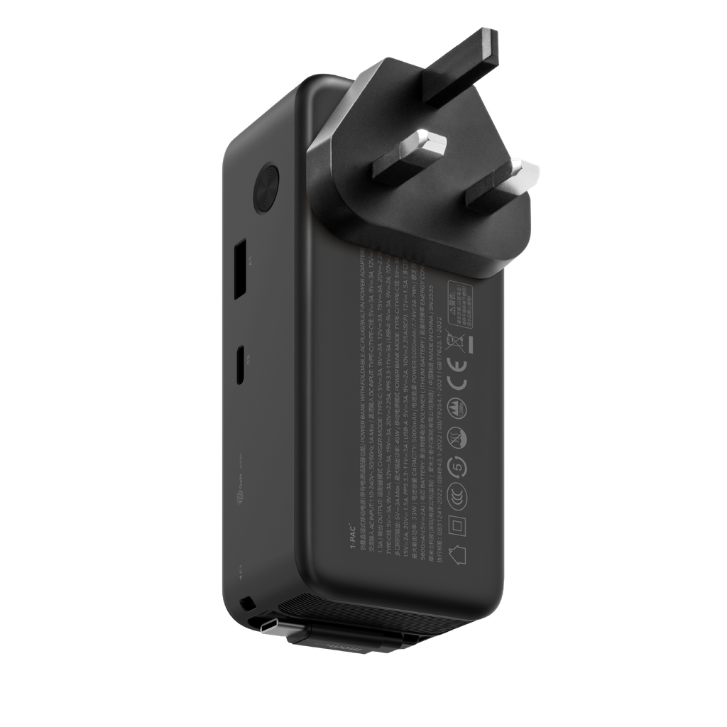 Momax 1-pac⁺10000mah 3in1 Hybrid Gan Battery Pack With Built-in Retractable Cable Momax 1-pac⁺10000mah 3in1 Hybrid Gan Battery Pack With Built-in Retractable Cable
