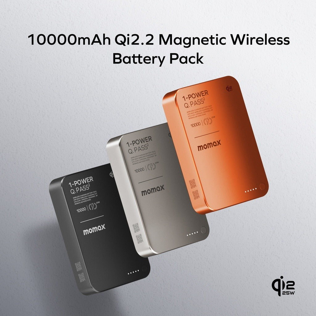 Momax 1-power Q.pass2 10000mah Qi2 25w Magnetic Wireless Power Bank Momax 1-power Q.pass2 10000mah Qi2 25w Magnetic Wireless Power Bank