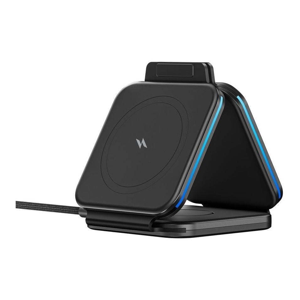 At Explorer Pro 3in1 Pd 15w Portable Wireless Charger With 1.2m Usb-c to Usb-c Cable - Black