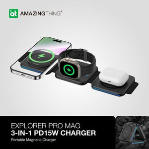 EXPLORER PRO 3IN1 PD 15W PORTABLE WIRELESS CHARGER - Qata