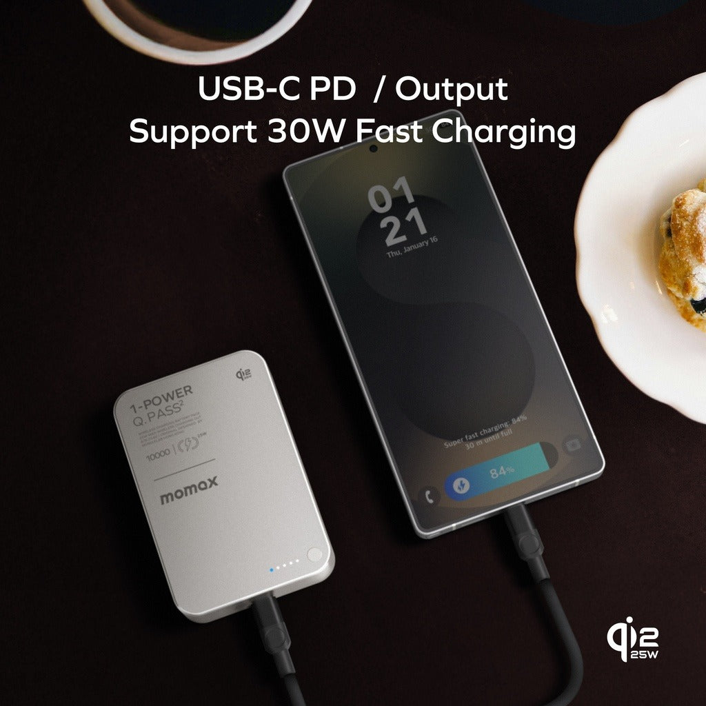 Momax 1-power Q.pass2 10000mah Qi2 25w Magnetic Wireless Power Bank Momax 1-power Q.pass2 10000mah Qi2 25w Magnetic Wireless Power Bank