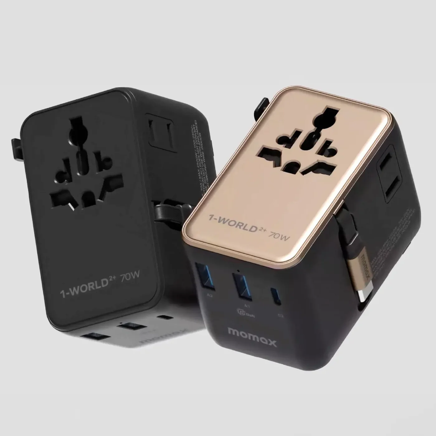 Momax 1-World²⁺
70W 3-Port Dual AC Travel Adapter with Built-In Retractable Cable Momax 1-World²⁺
70W 3-Port Dual AC Travel Adapter with Built-In Retractable Cable