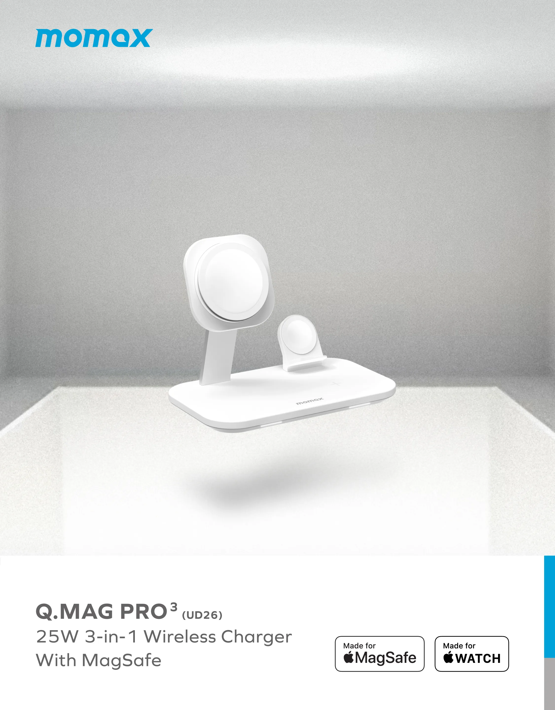 Momax Q.MAG PRO 3 3-in-1 Wireless Charger with MagSafe Momax Q.MAG PRO 3 3-in-1 Wireless Charger with MagSafe