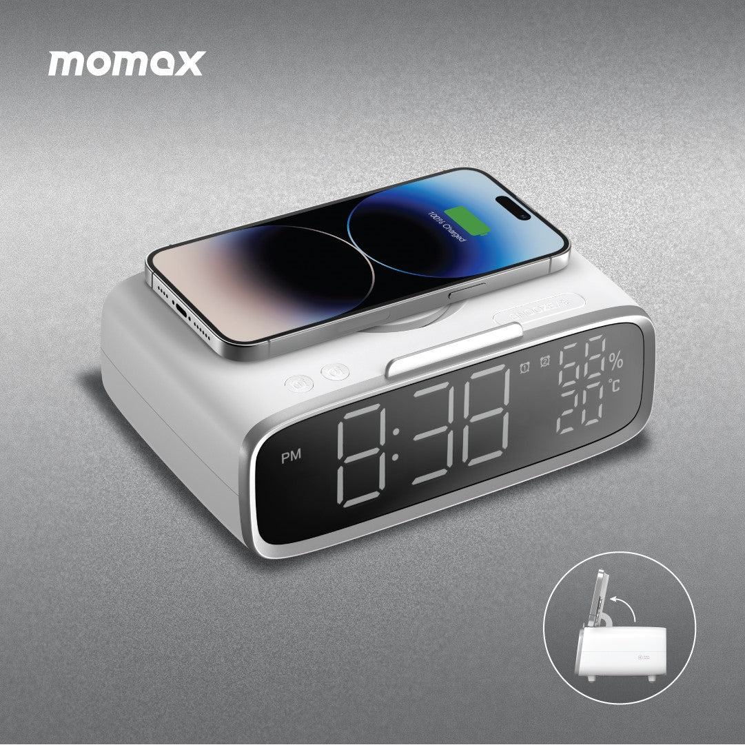 Momax Q.clock 5 Digital Clock With Wireless Charger Momax Q.clock 5 Digital Clock With Wireless Charger