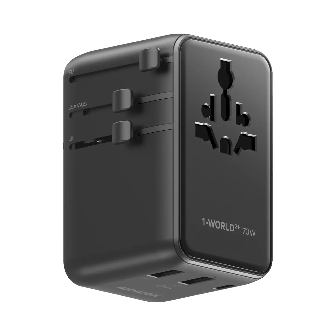 Momax 1-World²⁺
70W 3-Port Dual AC Travel Adapter with Built-In Retractable Cable Momax 1-World²⁺
70W 3-Port Dual AC Travel Adapter with Built-In Retractable Cable