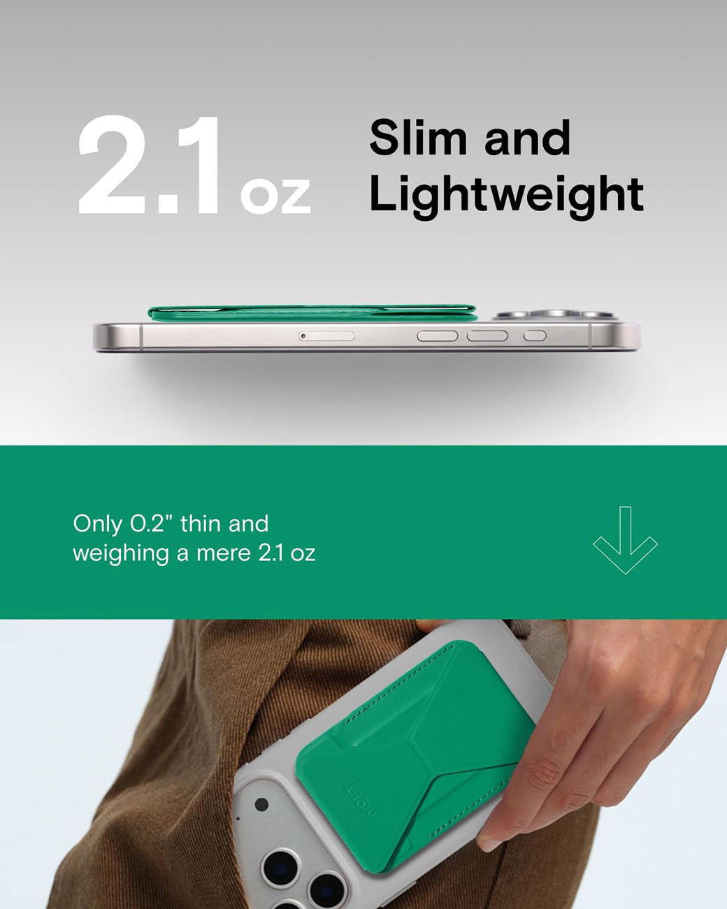 MOFT Snap-On iPhone Stand & Wallet - Oz Green(MOVAS) MOFT Snap-On iPhone Stand & Wallet - Oz Green(MOVAS)