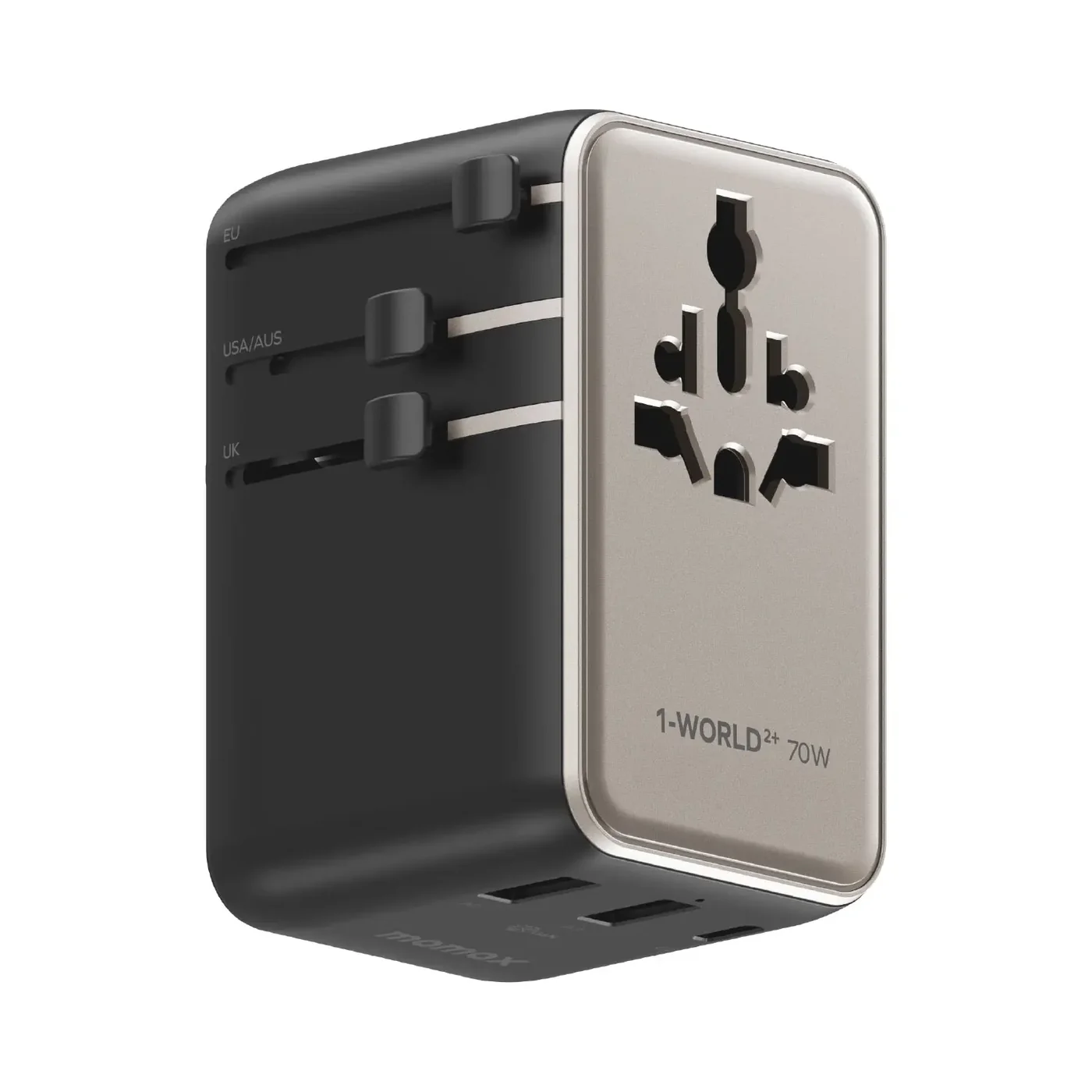 Momax 1-World²⁺
70W 3-Port Dual AC Travel Adapter with Built-In Retractable Cable Momax 1-World²⁺
70W 3-Port Dual AC Travel Adapter with Built-In Retractable Cable