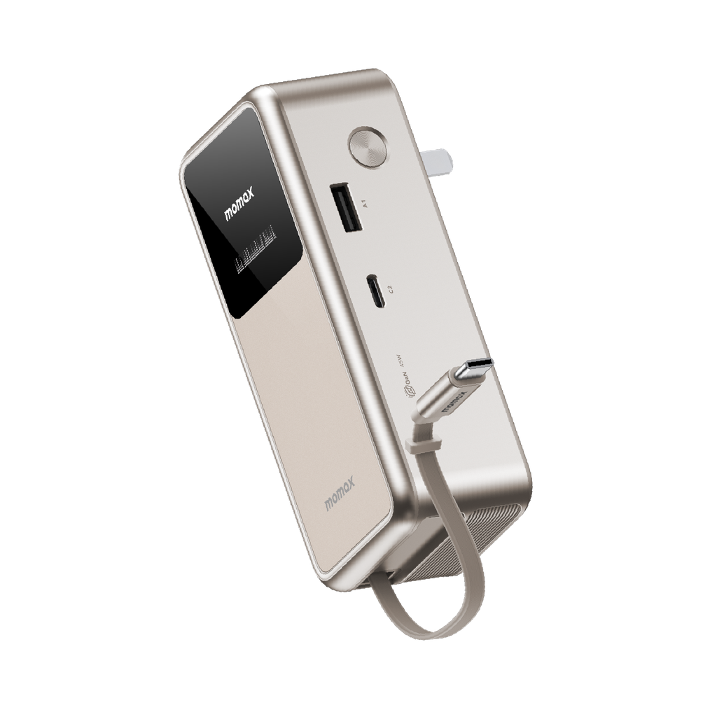 Momax 1-pac⁺10000mah 3in1 Hybrid Gan Battery Pack With Built-in Retractable Cable Momax 1-pac⁺10000mah 3in1 Hybrid Gan Battery Pack With Built-in Retractable Cable