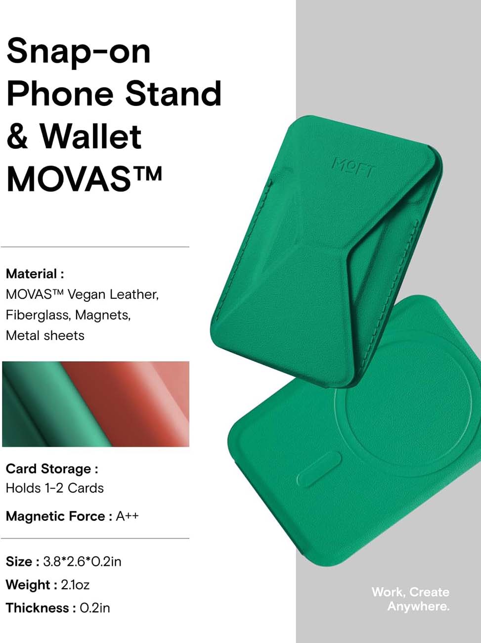 MOFT Snap-On iPhone Stand & Wallet - Oz Green(MOVAS) MOFT Snap-On iPhone Stand & Wallet - Oz Green(MOVAS)