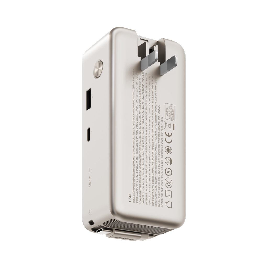 Momax 1-pac⁺10000mah 3in1 Hybrid Gan Battery Pack With Built-in Retractable Cable Momax 1-pac⁺10000mah 3in1 Hybrid Gan Battery Pack With Built-in Retractable Cable