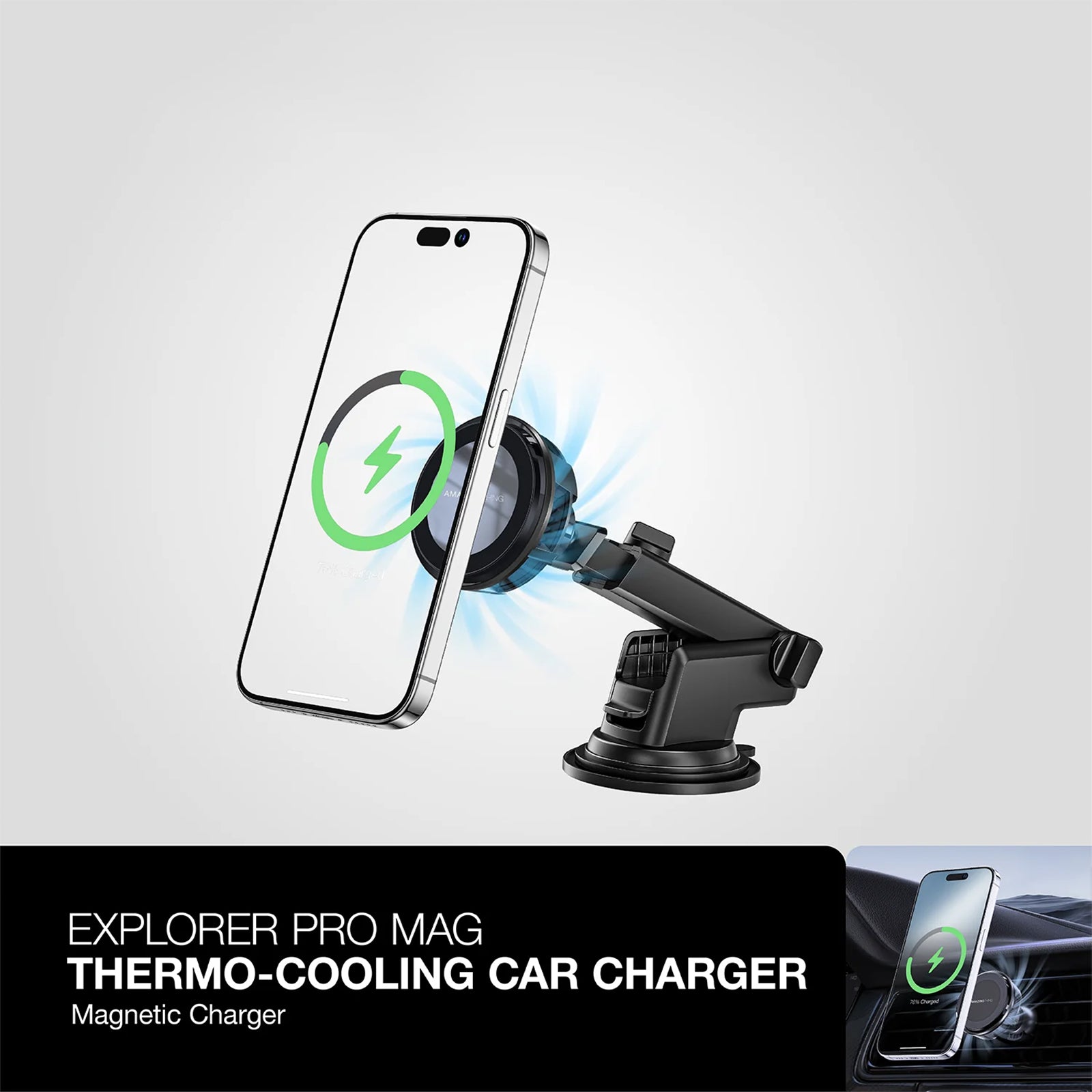 Amazingthing Thermo-cooling Mag 15w Car Mount With 1.2m Usb-c to Usb-c Cable Amazingthing Thermo-cooling Mag 15w Car Mount With 1.2m Usb-c to Usb-c Cable