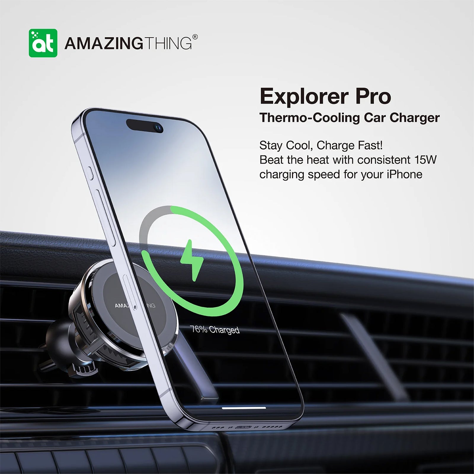 Amazingthing Thermo-cooling Mag 15w Car Mount With 1.2m Usb-c to Usb-c Cable Amazingthing Thermo-cooling Mag 15w Car Mount With 1.2m Usb-c to Usb-c Cable