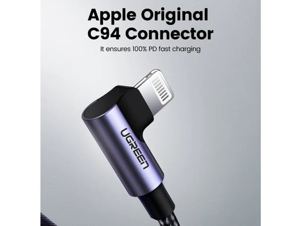UGREEN Lightning USB-C Cable PD Fast Charge 90 Degree Design MFi 1.5m UGREEN Lightning USB-C Cable PD Fast Charge 90 Degree Design MFi 1.5m