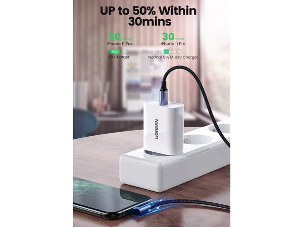 UGREEN Lightning USB-C Cable PD Fast Charge 90 Degree Design MFi 1.5m UGREEN Lightning USB-C Cable PD Fast Charge 90 Degree Design MFi 1.5m
