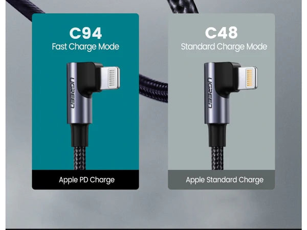 UGREEN Lightning USB-C Cable PD Fast Charge 90 Degree Design MFi 1.5m UGREEN Lightning USB-C Cable PD Fast Charge 90 Degree Design MFi 1.5m