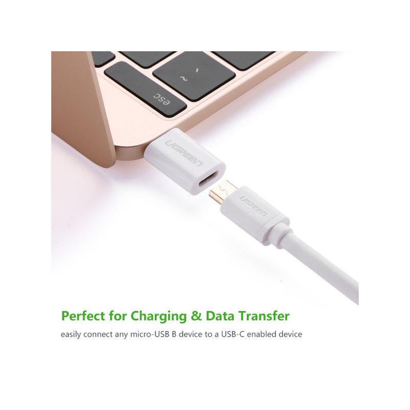 Ugreen Usb-C 3.1 To Micro Usb Adapter Abs Case - White Ugreen Usb-C 3.1 To Micro Usb Adapter Abs Case - White