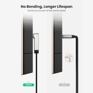 UGREEN 3.5mm Male to 3.5mm Male Straight to Angle Flat Cable 3M.