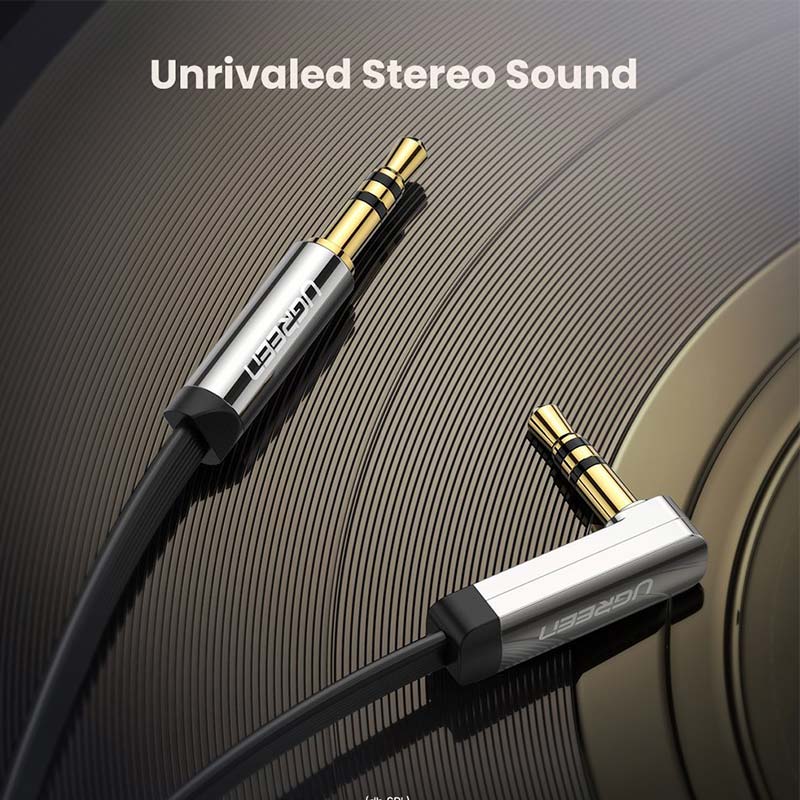 UGREEN 3.5mm Male to 3.5mm Male Straight to Angle Flat Cable 3M UGREEN 3.5mm Male to 3.5mm Male Straight to Angle Flat Cable 3M