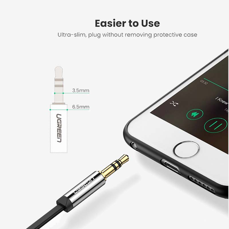 UGREEN 3.5mm Male to 3.5mm Male Straight to Angle Flat Cable 3M UGREEN 3.5mm Male to 3.5mm Male Straight to Angle Flat Cable 3M
