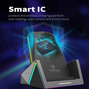 Vertux  VertuCharge-Qi 15W Pro-Gaming Wireless Charging Station - ALAMAT